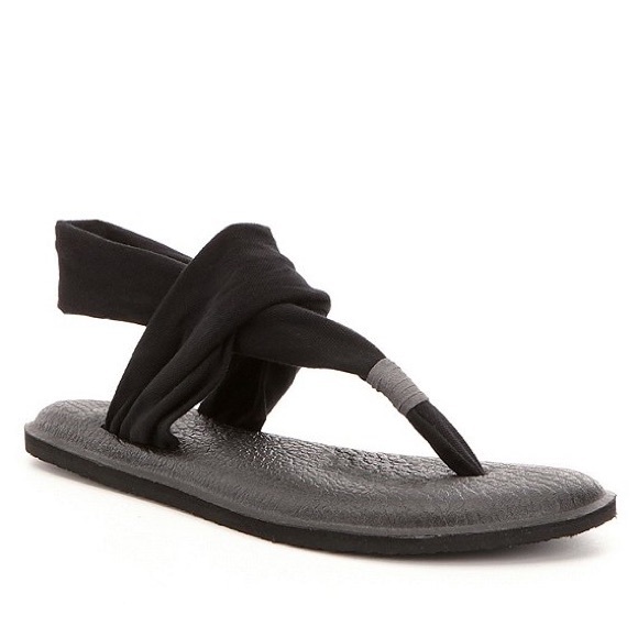 Sanuk Black Yoga Sling Sandals - Picture 1 of 8